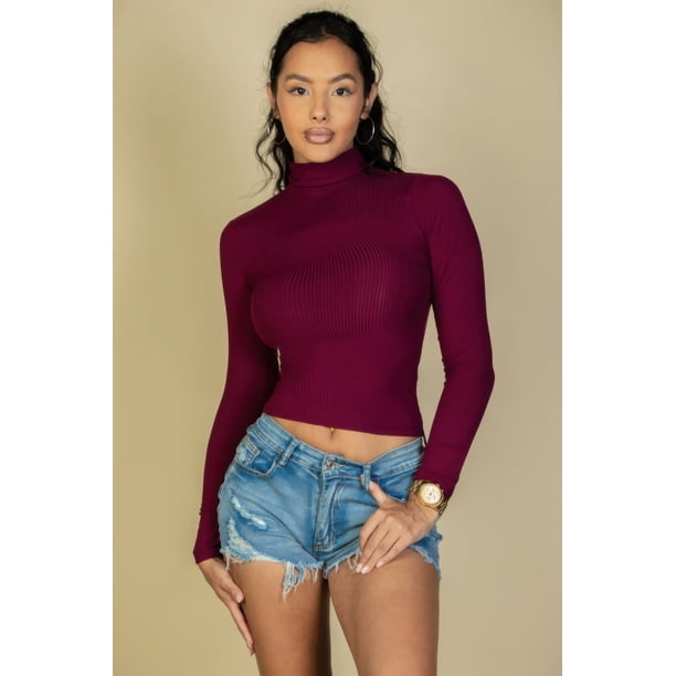 Top de Manga Larga con Cuello Alto y Canalé