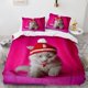 thumbnail image 1 of Cute White Cat Kitty Kitten Animal Print Quilt Duvet Cover Set Bedclothes3-Piece Bedding Set, 1 of 5