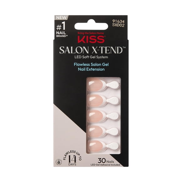 Press-On Nails KISS Salon X-tend «Nonsense», color blanco claro