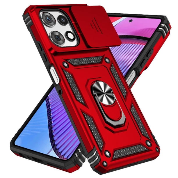 Funda Resistente Anillo Soporte Motorola Moto G Power 5G 2025 Privacidad Cámara Montaje Magnético Rojo