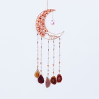 Xusx111 - Ágata Luna Dreamcatchers Con Cristal 7 Chakra Gemstone Dreamcatchers Color Natural Gem Ágata Pendientes De Pared Jardín De La Habitación Dreamcatchers Decoración