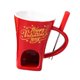 thumbnail image 4 of Taza Para Fondue De Chocolate Con Tenedor, Taza Personal Para Derretir Queso Para Fiestas, Camping, Letra Roja, 4 of 5
