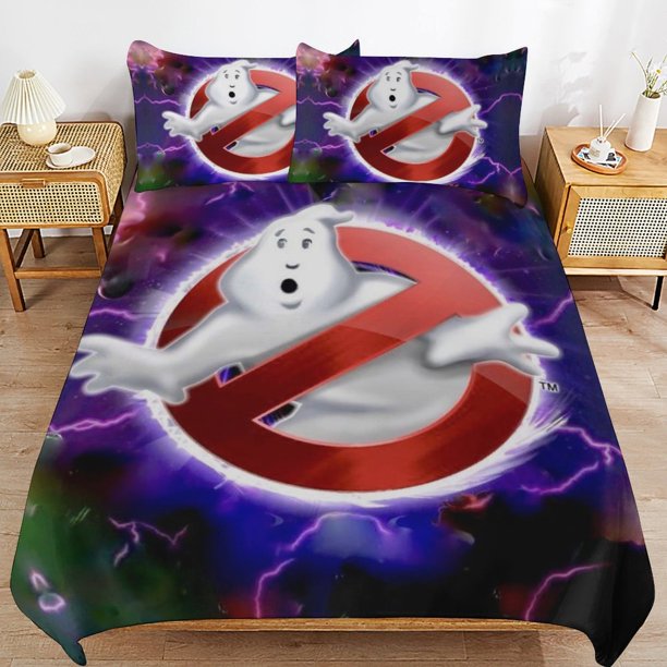 x600 Ghostbusters Bed Duvet Cover Microfiber Bedding Sets 3D Printed Lightweight 3 Piece Comforter Sets, 1 Duvet Cover And 2 Pillow Shams for Kids Boys Girls 90"x90" jn600