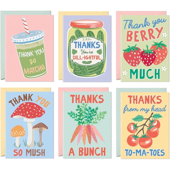 Sweetzer Orange Funny Thank You Cards, 24 tarjetas punny en blanco