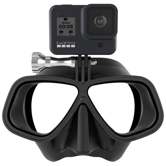 Máscara de buceo OCTOMASK con soporte GoPro, negra, bajo volumen