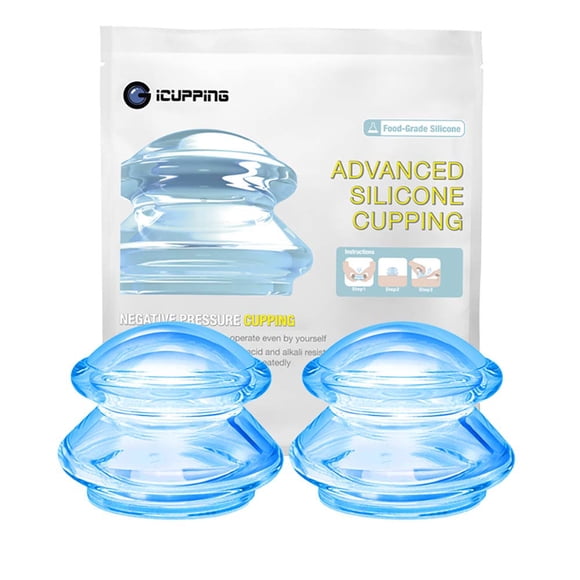 Copas de ventosa ICUPPING 2 grandes, azul, de silicona para cuerpo