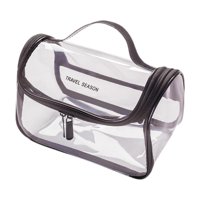 Ioensy - Bolsa De Maquillaje Transparente Impermeable Con Asa, Bolsa De Cosméticos De Viaje Con Correa Para Viaje, Color Negro
