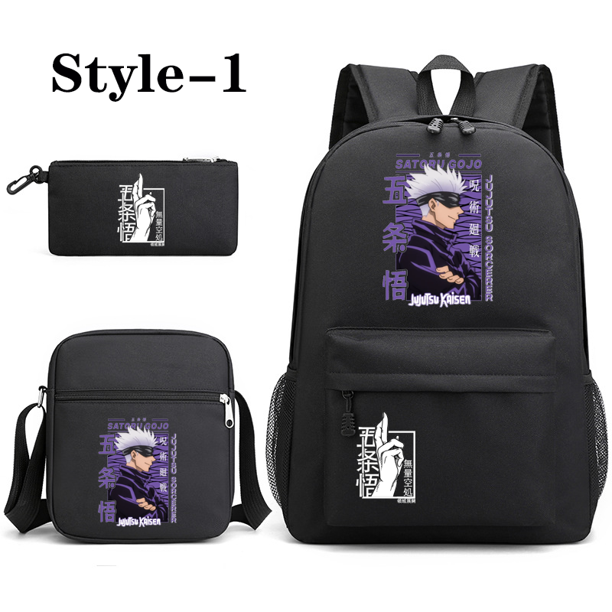 Anime Satoru Gojo Pattern Three Piece Backpack New Fashion School High Quality Backpack Shoulder Bag Pen Bag Laptop Backpack