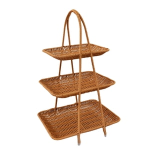 Bothyi - Cesta Para Servir Alimentos, Estante De Almacenamiento Marrón Para Botellas De Especias, Soporte Para Aperitivos De Frutas, Tres Capas