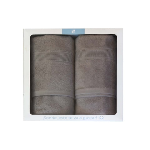 Decoexpress - Set 2 Toallas De Baño 550Gr 70X140 Cm Gris