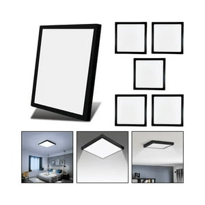 Genérico - 6 Panel Led 60X60Cm Sobrepuesto Cuadrado 48W Luz Fría Negro
