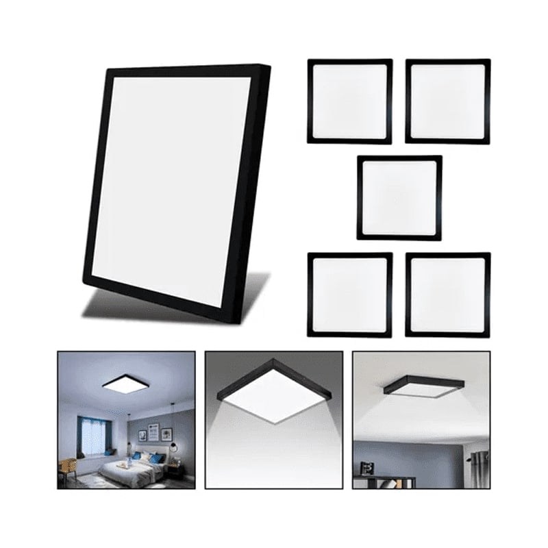 Genérico - 6 Panel Led 60x60cm Sobrepuesto Cuadrado 48w Luz Fría Negro