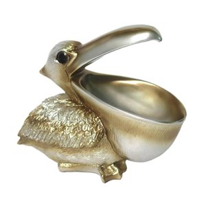 Magideal - Figura De Pelícano, Plato Para Dulces, Multiusos, Estatua De Pájaro Creativa Nórdica, Adorno De Escritorio Para Estantería, Dormitorio, Decoración De Oro Gris