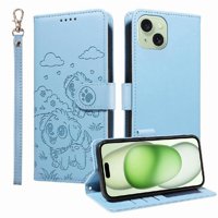 Funda Billetera Foxdock Compatible Con Iphone 15, Diseño Perrito Tierno, Ranuras Para Tarjetas Y Soporte Plegable
