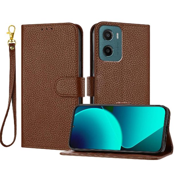 Funda Cartera para Motorola Moto G05 Tarjetero Soporte Magnético y Correa Marrón
