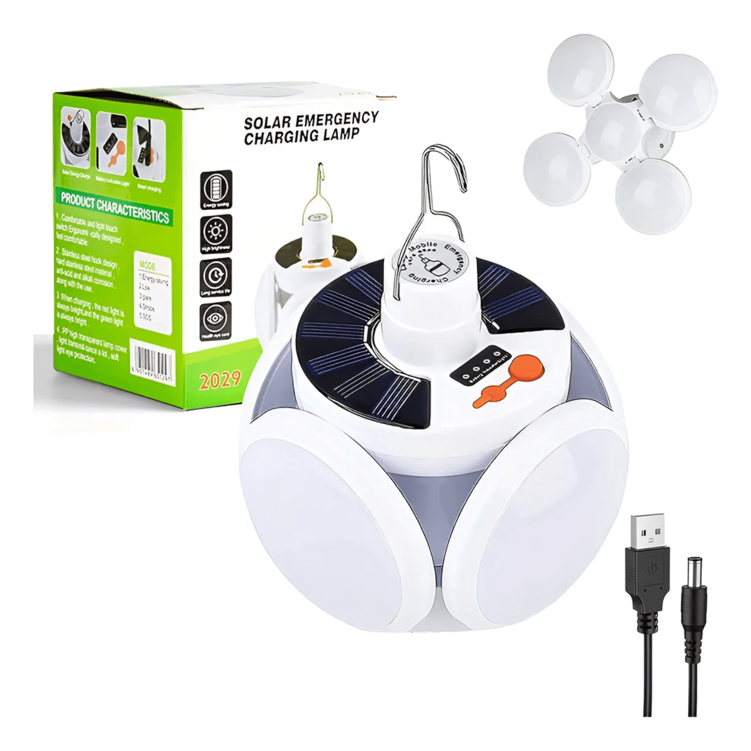 Genérico - Lámpara Solar De Emergencia, Plegable, Doble Carga