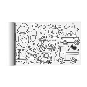 Magideal - Rollo De Papel Para Colorear Para Niños Grandes, Con Línea De Rasgado Póster Para Colorear Pegatinas Para Colorear En La Pared Mantel Para Colorear , Transporte De Dinosaurios 30Cmx300Cm