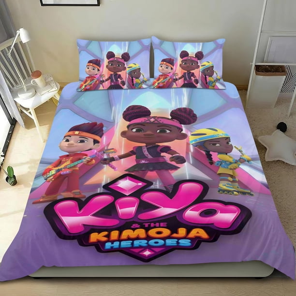 Kiya y los Héroes Kimoja Conjunto de sábanas temático, trío de piezas, cómodo y amigable con la piel, diseño único, regalo de decoración para el hogar para familiares, amigos y fans,173cm *218cm