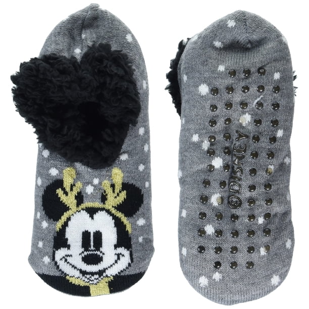 Calcetines Pantuflas de Peluche con Diseño Navideño de Mickey Mouse para Mujer de Disney