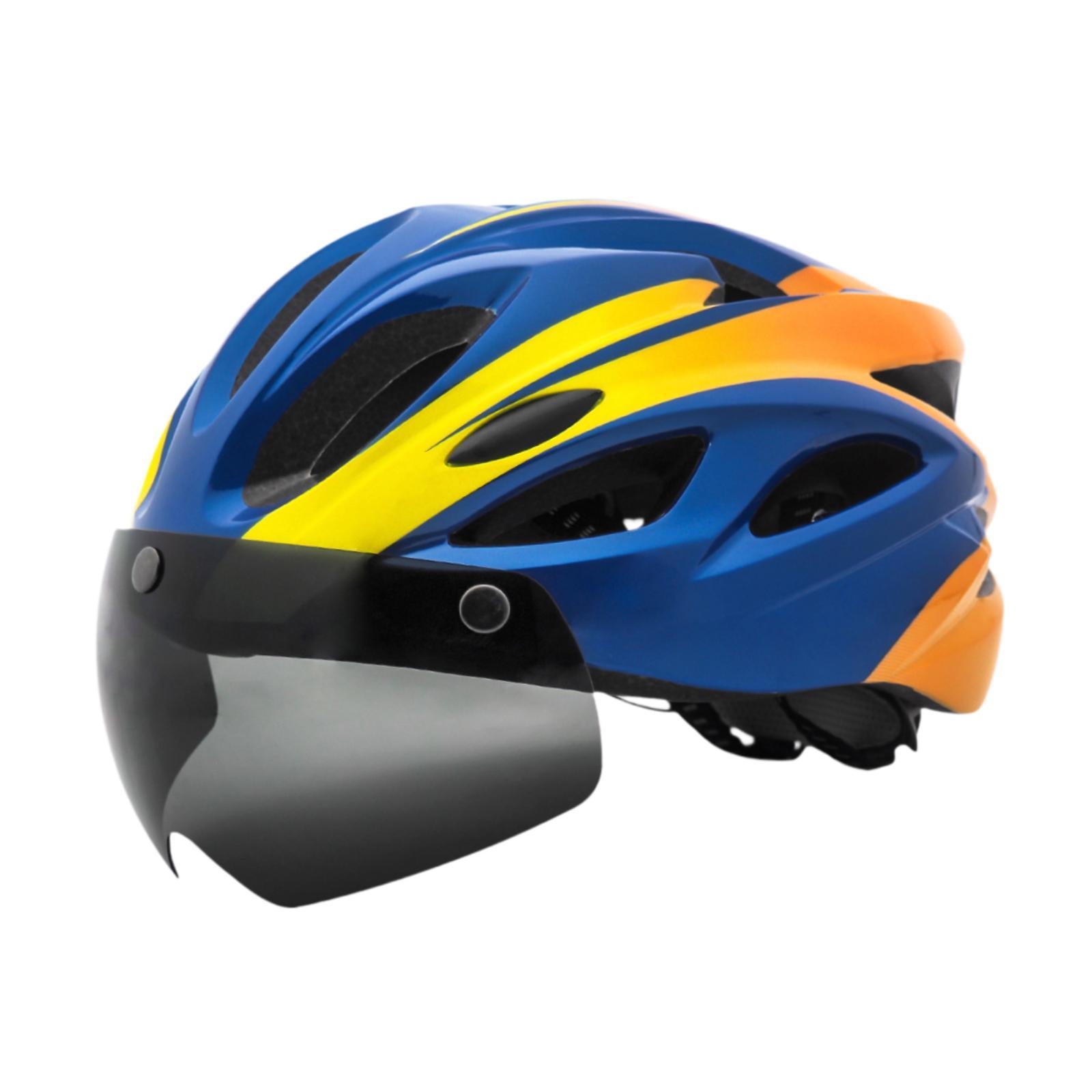Ioensy - Casco De Bicicleta Para Adultos Con Visera Ligero Transpirable Casco De Bicicleta De Carretera Azul Amarillo