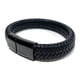 thumbnail image 5 of Pulsera hombre con cuero tejido espiga y broche negro brillante, 5 of 7