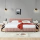 thumbnail image 2 of California King size Upholstered Bed ,comfortable upholstered bed frame, Chenille fabric, with headboard and solid bed frame. With drawer for storage.-Pink(90.5''*80.5''*31''), 2 of 3