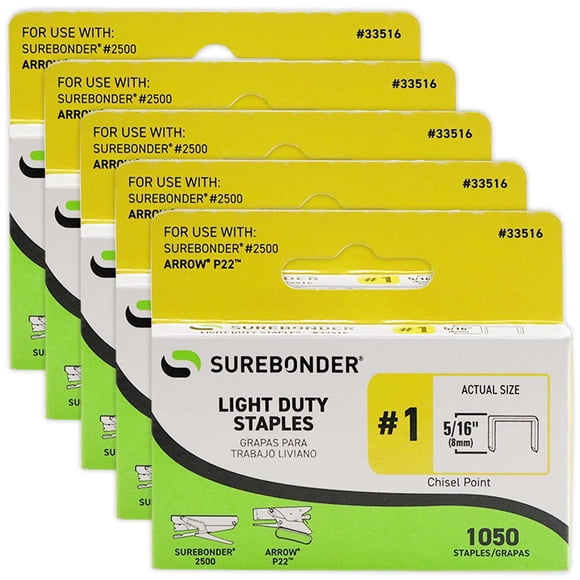 Grapas Surebonder 33516 para uso ligero 8mm 5250 piezas