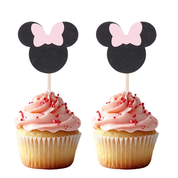 Adorno para pastel Giuffi Pack de 24 Minnie Mouse Rosa/Negro