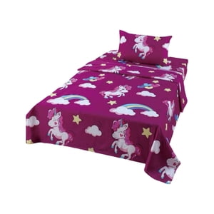 Casa Sol - Sabanas Infantil De Verano Unicornio Niña 1 Plaza Mas 1 Almohada
