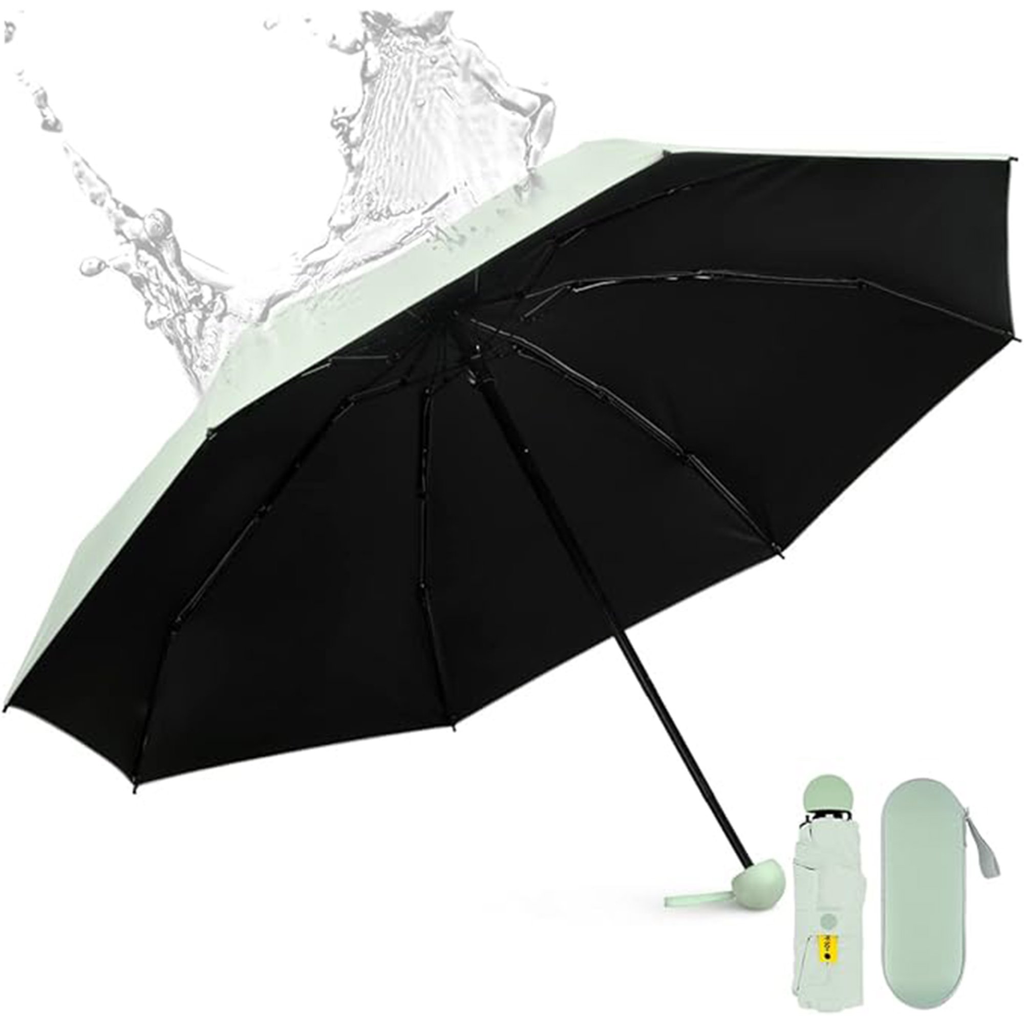 Veat00l - Mini Paraguas Plegable De 8 Huesos, Protección Uv, A Prueba De Viento Y Lluvia, Ligero Y Portátil, Viene Con Una Funda De Transporte, Adecuado Para Llevar A Diario