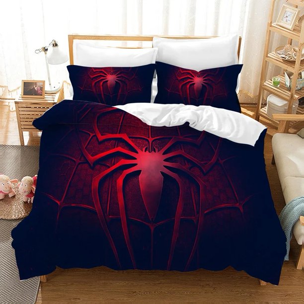 Marvel Super Heroes Spider-Man Bedding Set Full Size Gift for a Friend 3D Print Soft 100% Polyester 3 Piece Boys Kids Comforter Bed Sheets