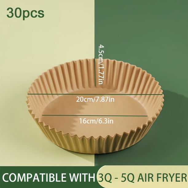 30pcs/50pcs/100pcs, Food Grade Air Fryer Paper Liners, Oil Absorbing Air Fryer Disposable Paper Liner For Microwave, Round Air Fryer Basket Liners, Baking Supplies