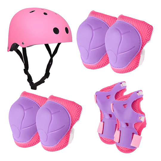 Genérico - Set Protección Niñas Lhua Casco Rodillera Codera Rosado