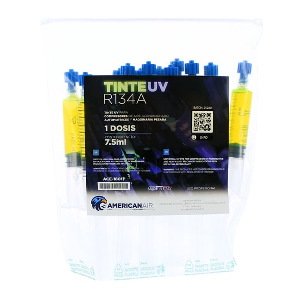 Tinte UV Detección de Fugas 7.5ml en Jeringa Pack 12 Unid A/C R134a