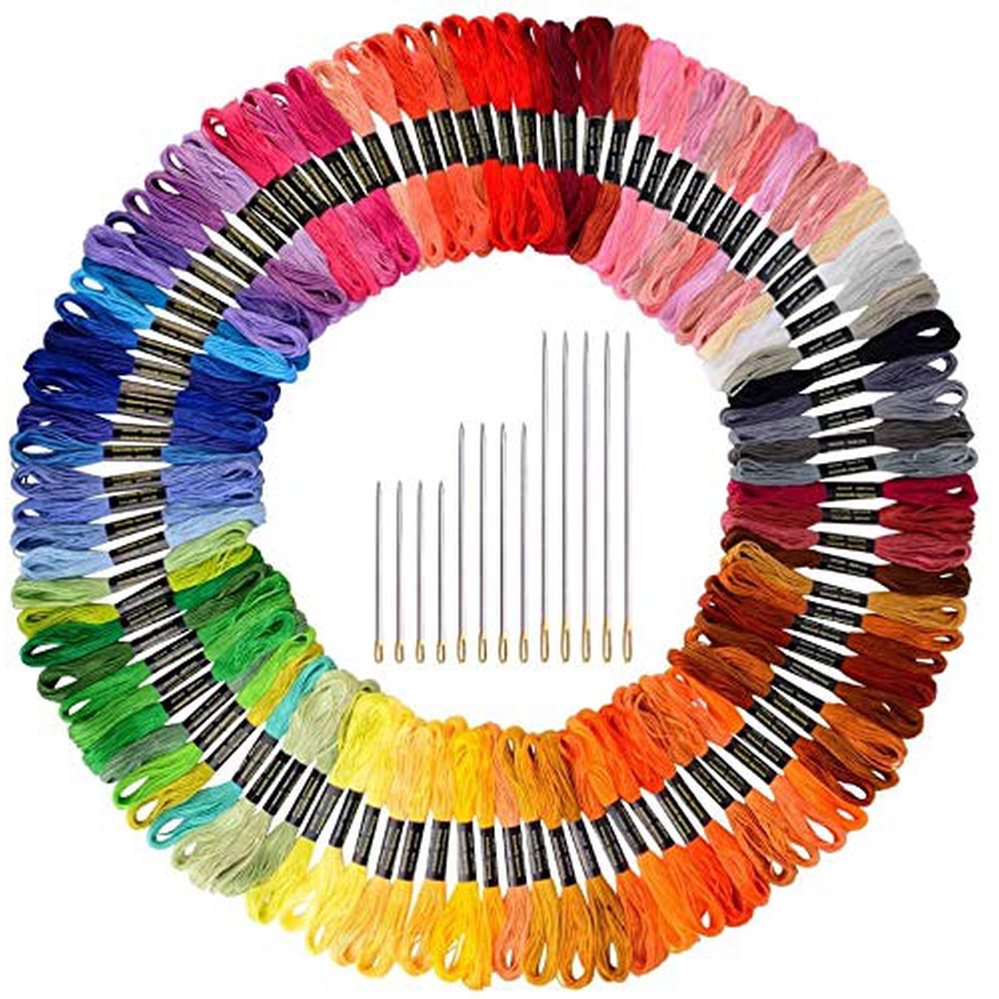 Hilo De Bordar Paxcoo 124 Madejas, 100 Colores Con Agujas