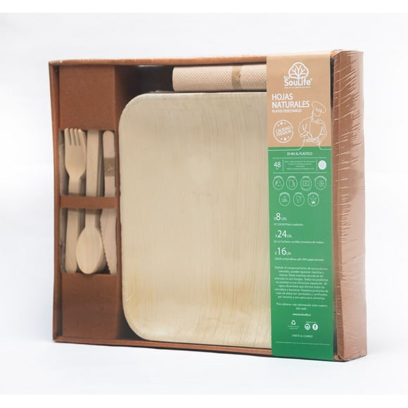 Pack Picnic/fiesta Descartable 8 Personas Hoja De Palma Ecologico