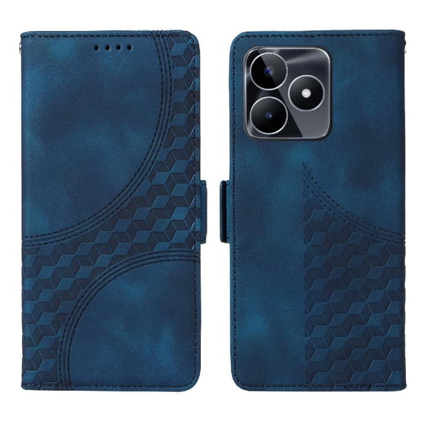 Carcasa FOXDOCK Realme C53 de cuero PU, diseño acolchado clásico, protección contra caídas y rayones