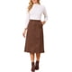 thumbnail image 2 of INSPIRE CHIC Falda de Mujer de Gamuza Sintética con Cintura Alta Elástica para Otoño Invierno, Falda Midi en Línea A con Bolsillos XL Café, 2 of 6