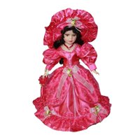 Magideal - Personas De En Miniatura, Señora De Casa De Muñecas Con Sombrero De Falda, Muñeca De Cerámica De 40 Cm Para Decoración De Casa De Muñecas, R Rosa