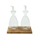 thumbnail image 1 of Set 2 Alcuza Vidrio Con Base Madera Cocina Accesorios, 1 of 3