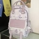 thumbnail image 5 of Cartoon Bunny Print Backpack, Kawaii Preppy Students Schoolbag, Casual Nylon Travel Laptop Shoulder Rucksack, 5 of 5