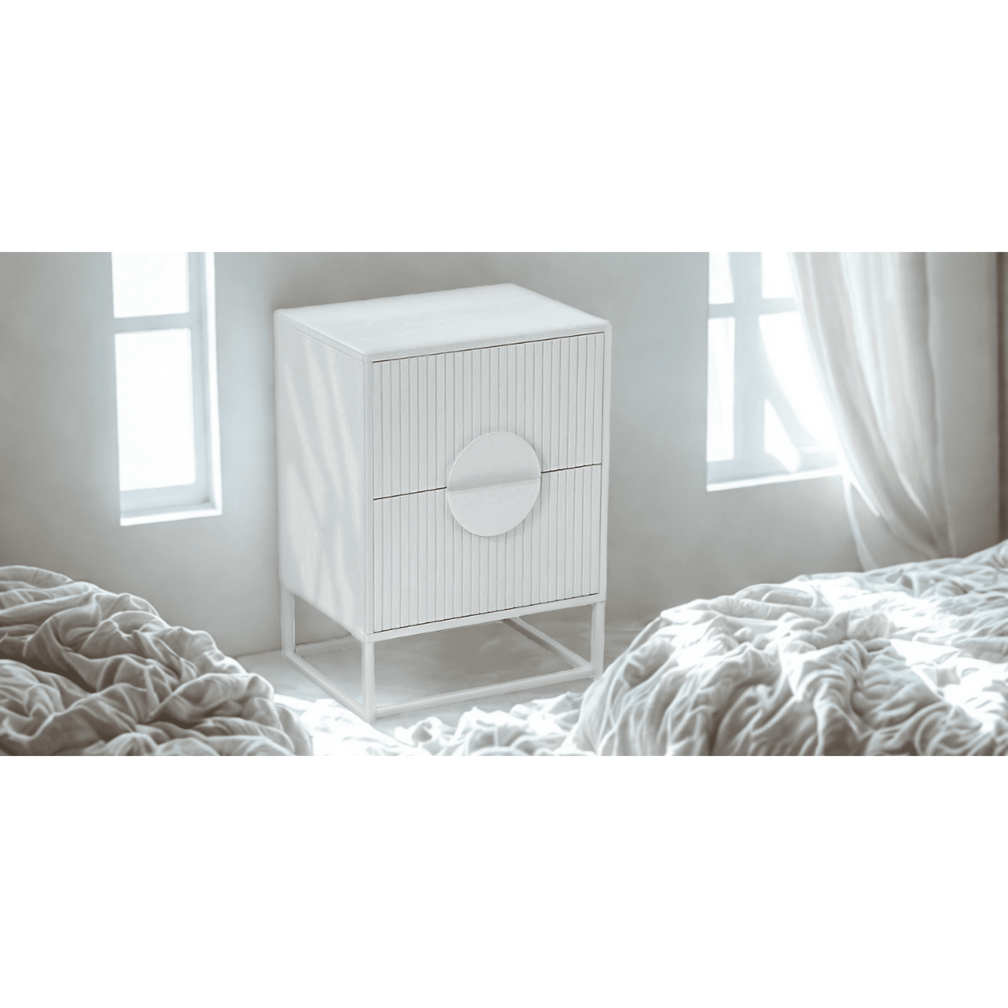 Spacehome - Velador Lumière 2 Cajones Amplios Moderno Blanco