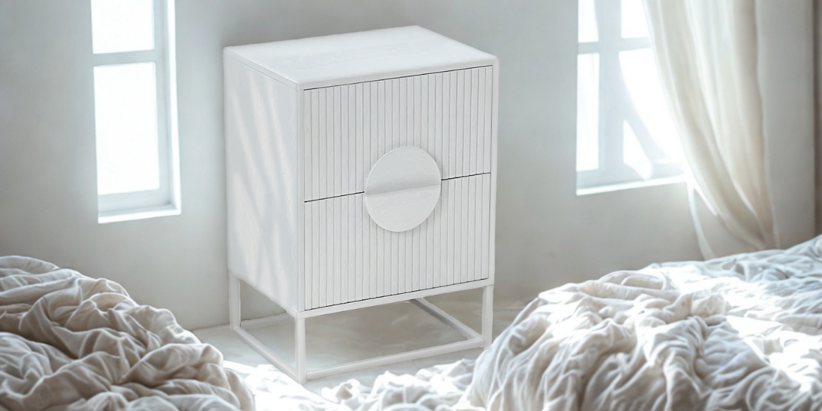 Spacehome - Velador Lumière 2 Cajones Amplios Moderno Blanco