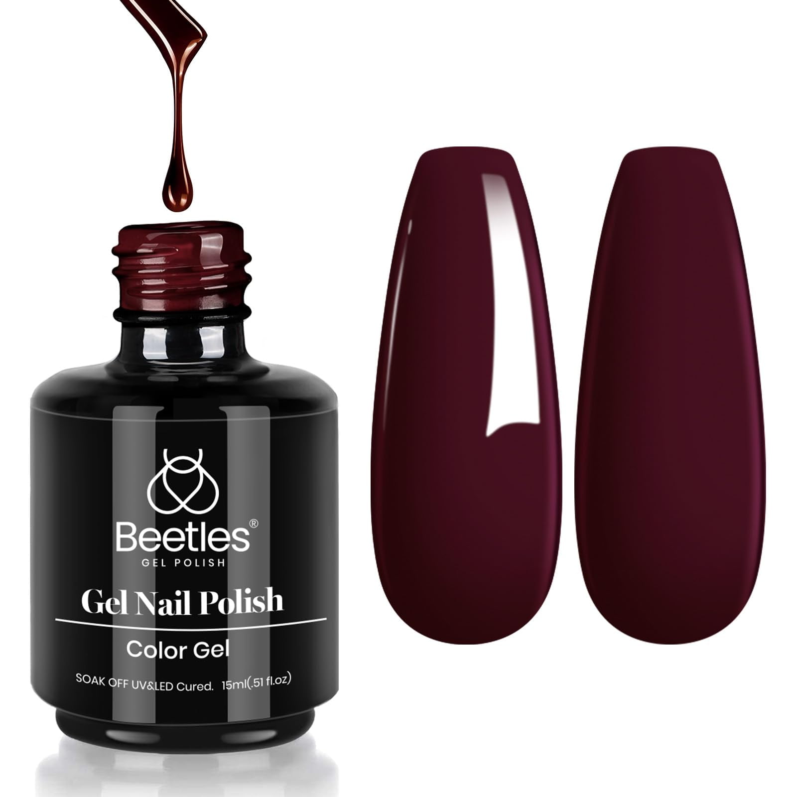 Beetles Gel Polish - Esmalte De Uñas En Gel Beetles Winter Merlot Wine, 15 Ml