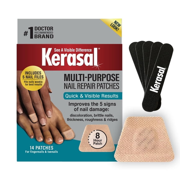 Parches reparadores de uñas Kerasal, multiusos, 14 unidades, con 5 limas
