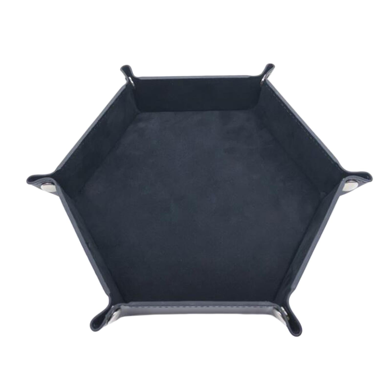 Magideal - Bandeja De Dados Plegable Multiusos Hexagonal De Cuero Sintético Plegable Hexagonal Para Monedas Cuadradas Negro