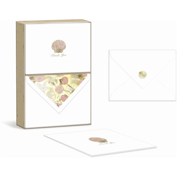Tarjetas de agradecimiento Punch Studio 14 cm x 11 cm con diseño de concha marina