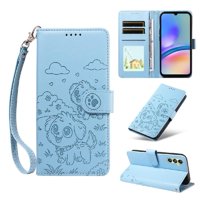 Funda Billetera Foxdock Compatible Con Samsung Galaxy A05S, Diseño Perrito Tierno, Ranuras Para Tarjetas Y Soporte Plegable