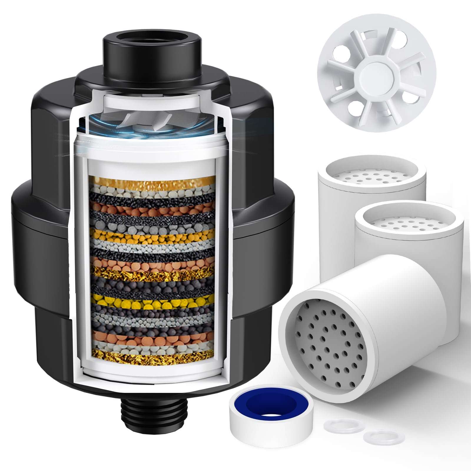 Filtro De Cabezal De Ducha Sr Sun Rise De 20 Etapas Para Agua Dura