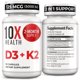 thumbnail image 1 of Vitamina D3 y K2 10X Health 5000 IU 60 Cápsulas, 1 of 3